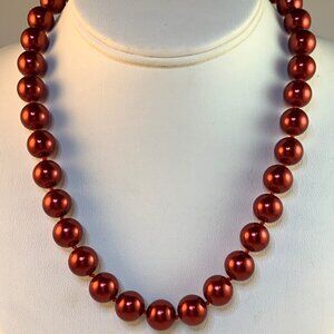 Chunky Reddish Pearl Coated Glass Necklace (NA114)